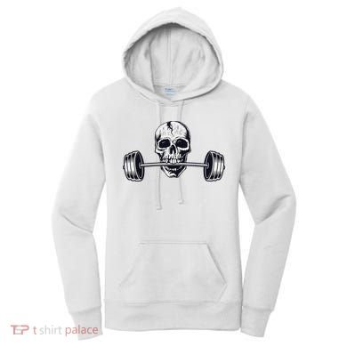 Weightlifting  Powerlifting Heavy Barbell Skull Women's Hoodie