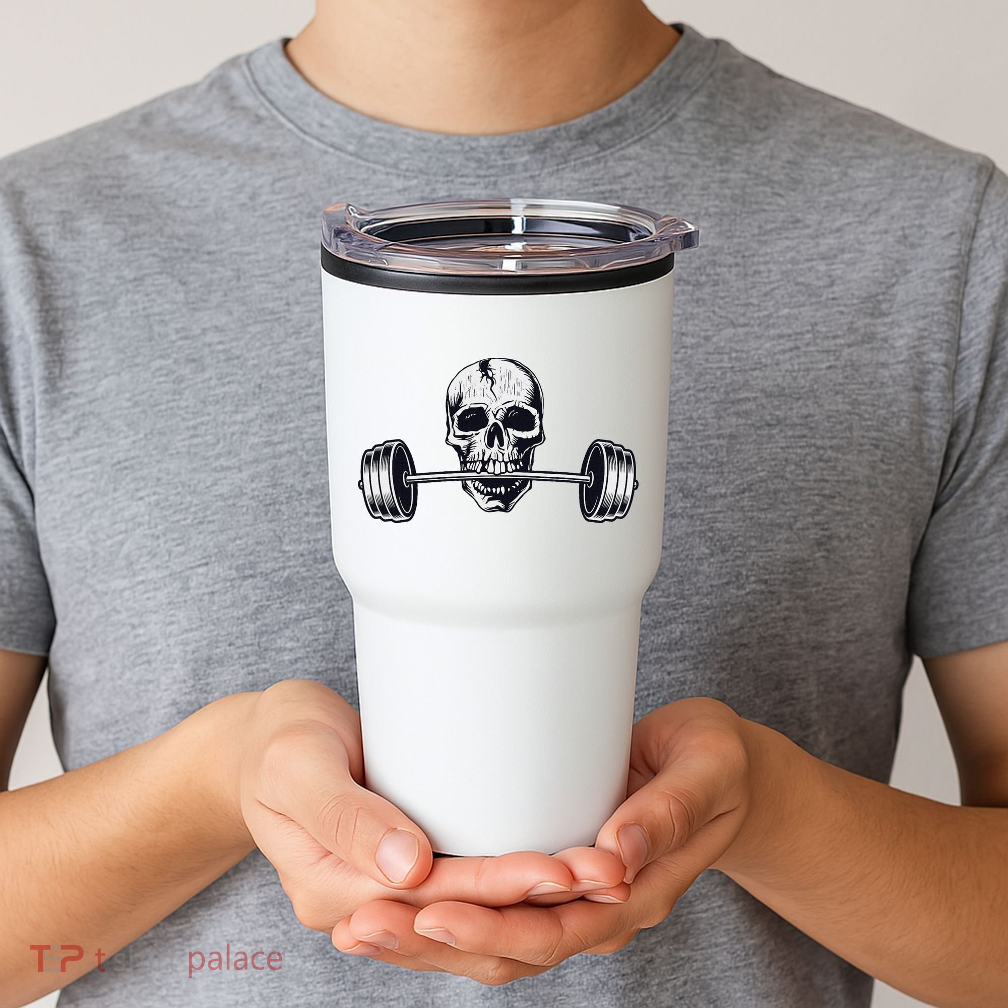 Weightlifting  Powerlifting Heavy Barbell Skull Tumbler