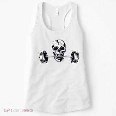 Weightlifting  Powerlifting Heavy Barbell Skull Women's Tank Top