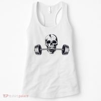 Weightlifting  Powerlifting Heavy Barbell Skull Women's Tank Top thumb 0