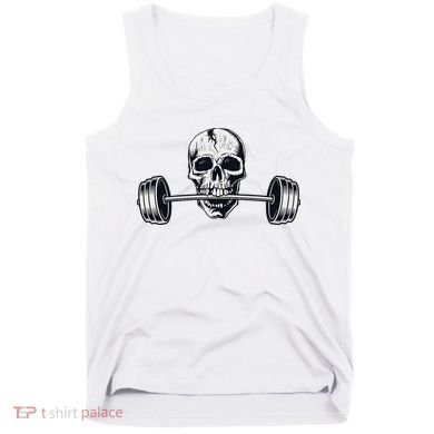 Weightlifting  Powerlifting Heavy Barbell Skull Tank Top