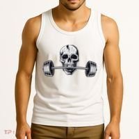 Weightlifting  Powerlifting Heavy Barbell Skull Tank Top thumb 3
