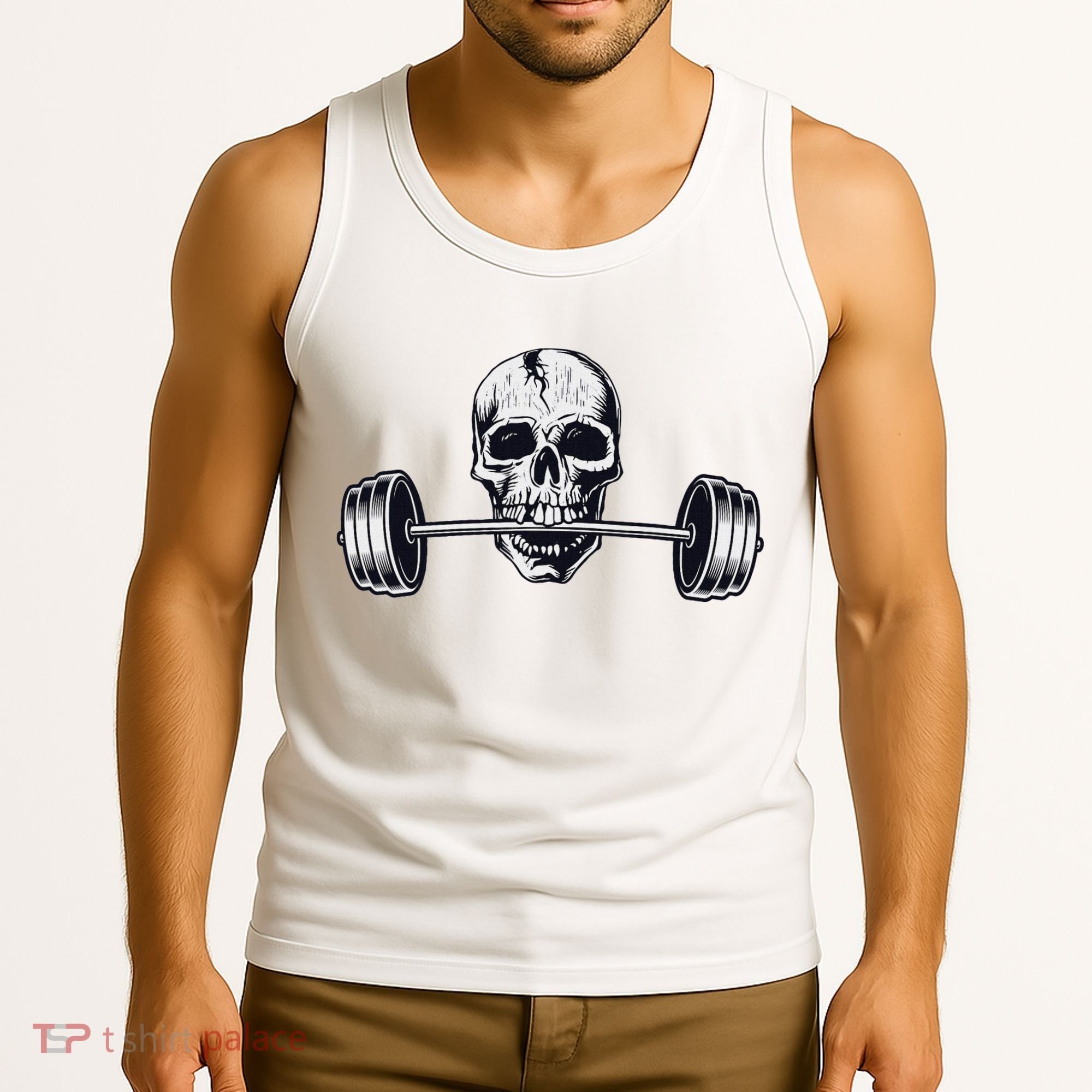 Weightlifting  Powerlifting Heavy Barbell Skull Tank Top