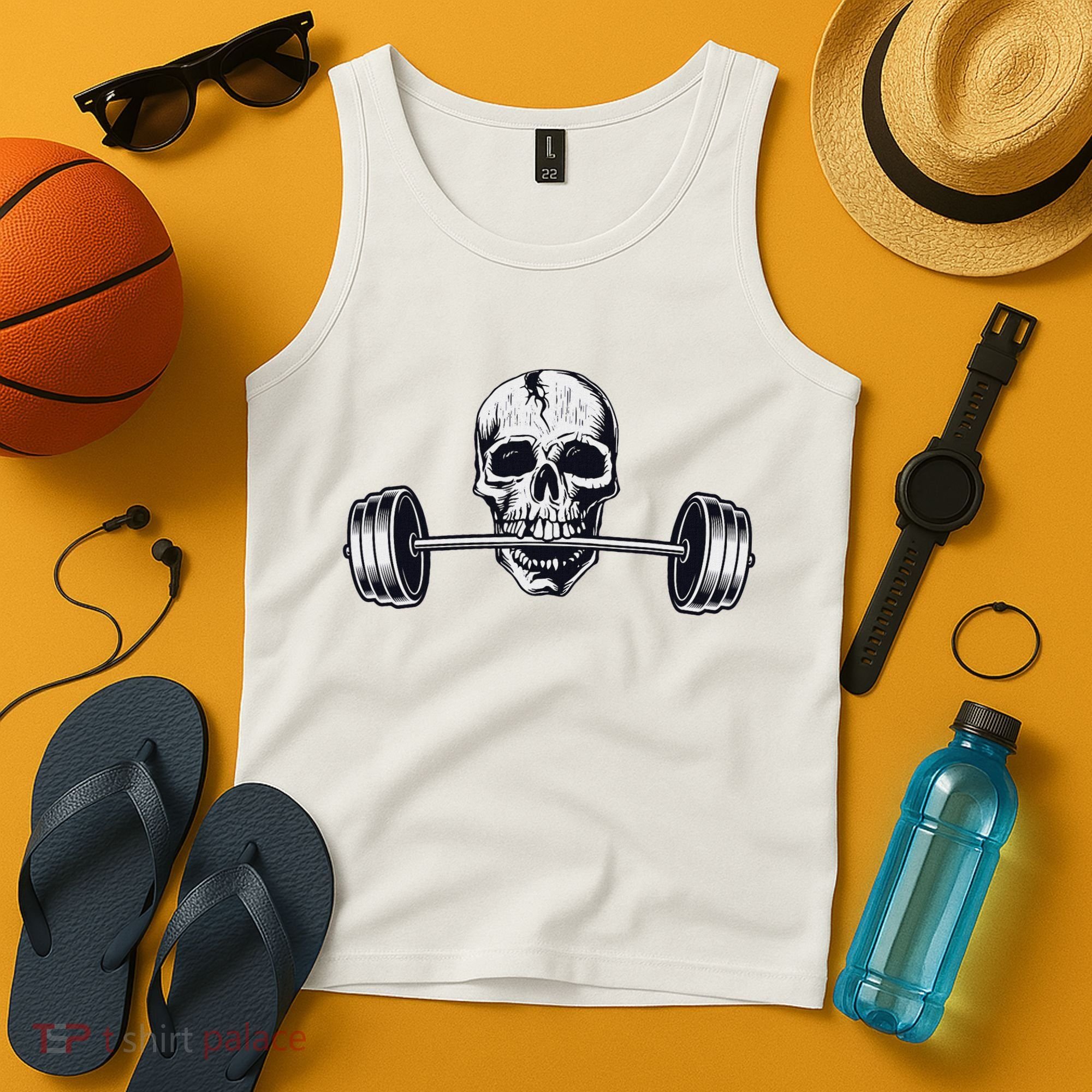 Weightlifting  Powerlifting Heavy Barbell Skull Tank Top