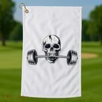 Weightlifting  Powerlifting Heavy Barbell Skull Golf Towel thumb 1