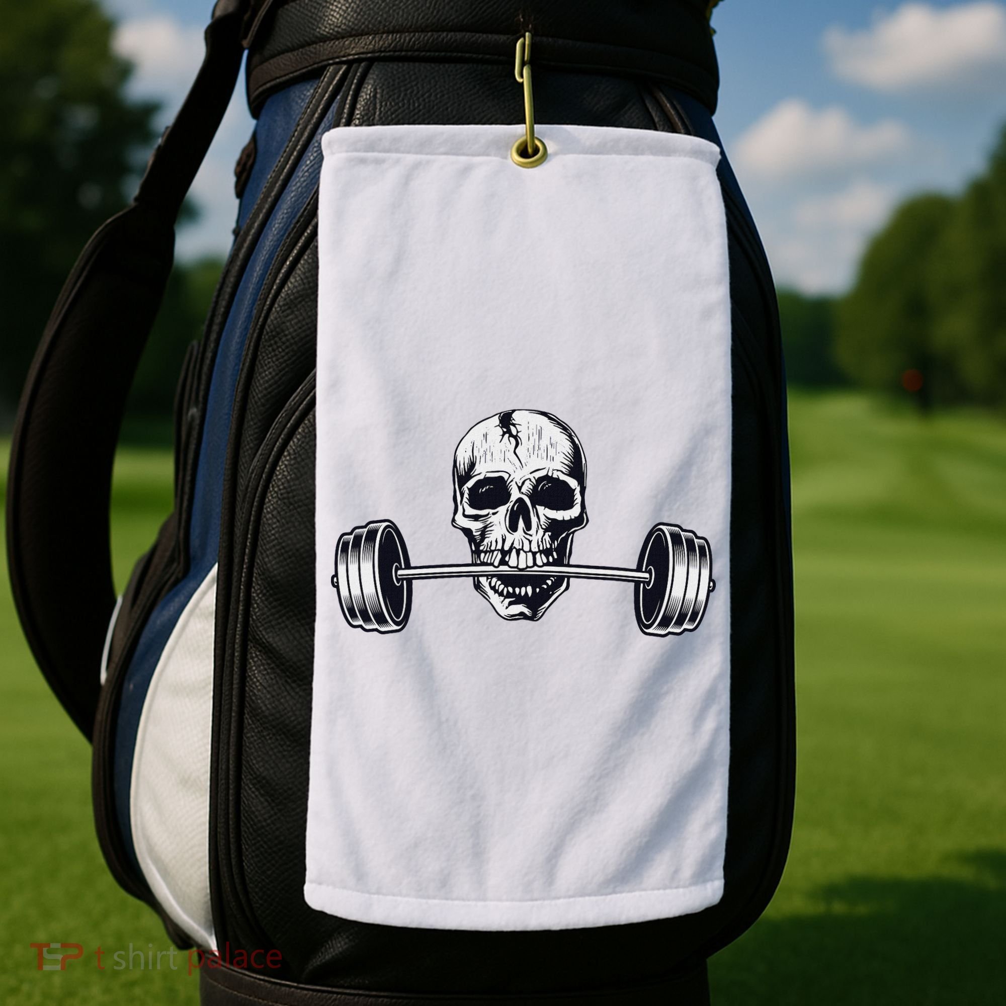 Weightlifting  Powerlifting Heavy Barbell Skull Golf Towel