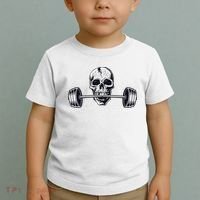 Weightlifting  Powerlifting Heavy Barbell Skull Toddler T-Shirt thumb 2