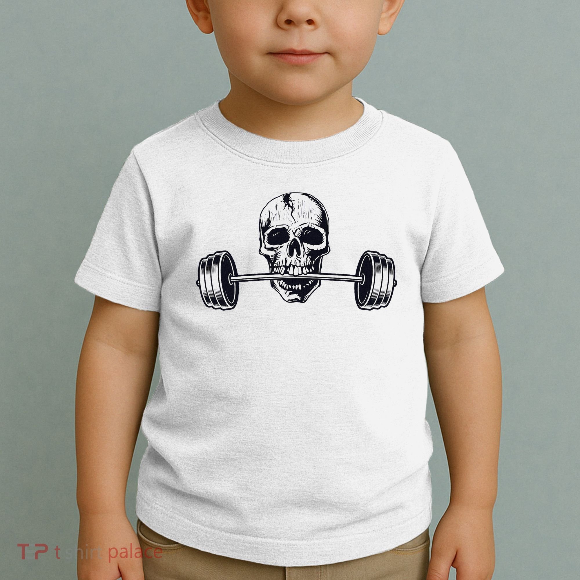 Weightlifting  Powerlifting Heavy Barbell Skull Toddler T-Shirt