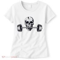Weightlifting  Powerlifting Heavy Barbell Skull Women's T-Shirt thumb 0