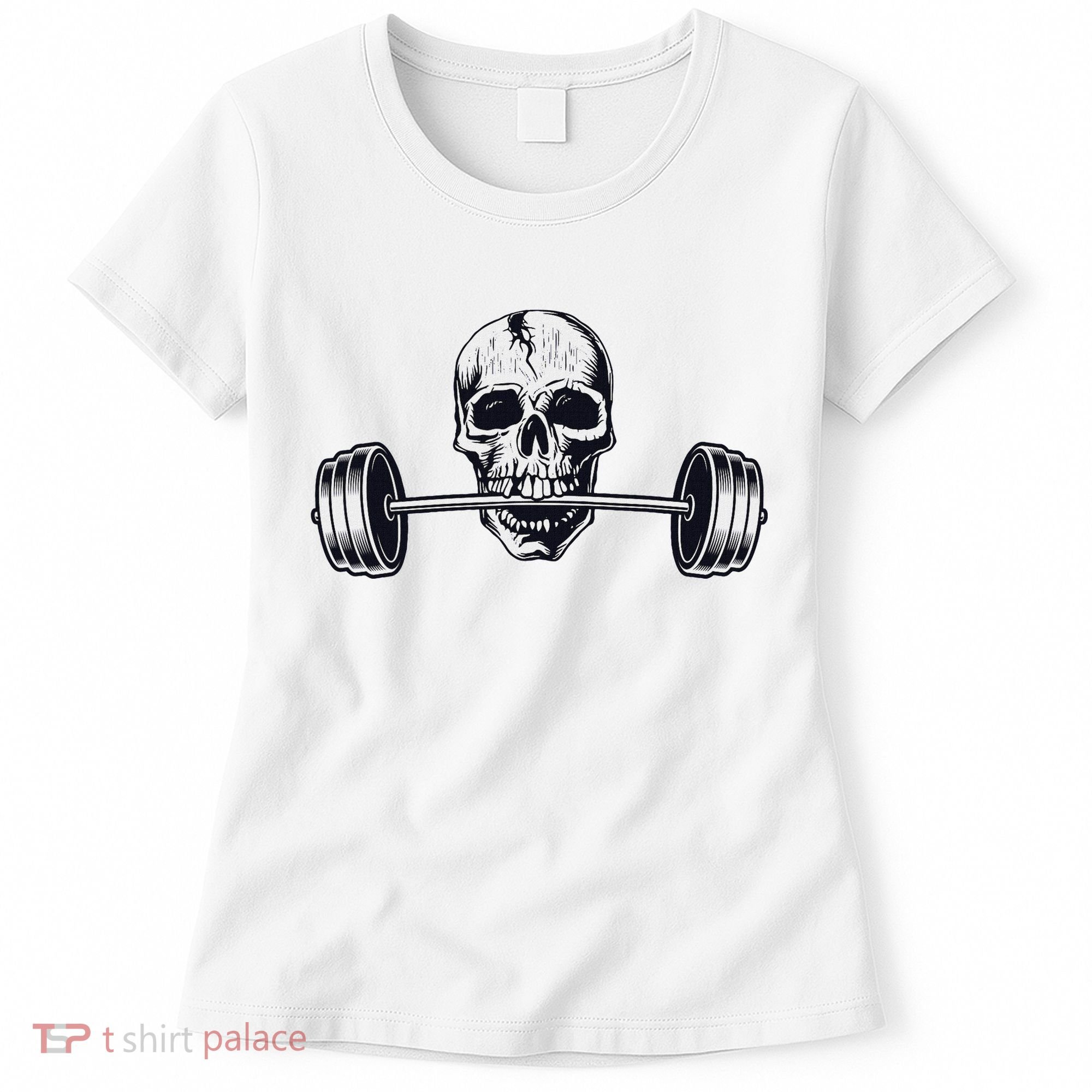 Weightlifting  Powerlifting Heavy Barbell Skull Women's T-Shirt