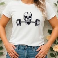 Weightlifting  Powerlifting Heavy Barbell Skull Women's T-Shirt thumb 2