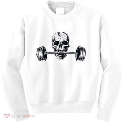Weightlifting  Powerlifting Heavy Barbell Skull Kids Sweatshirt