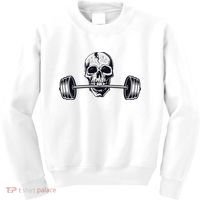 Weightlifting  Powerlifting Heavy Barbell Skull Kids Sweatshirt thumb 0