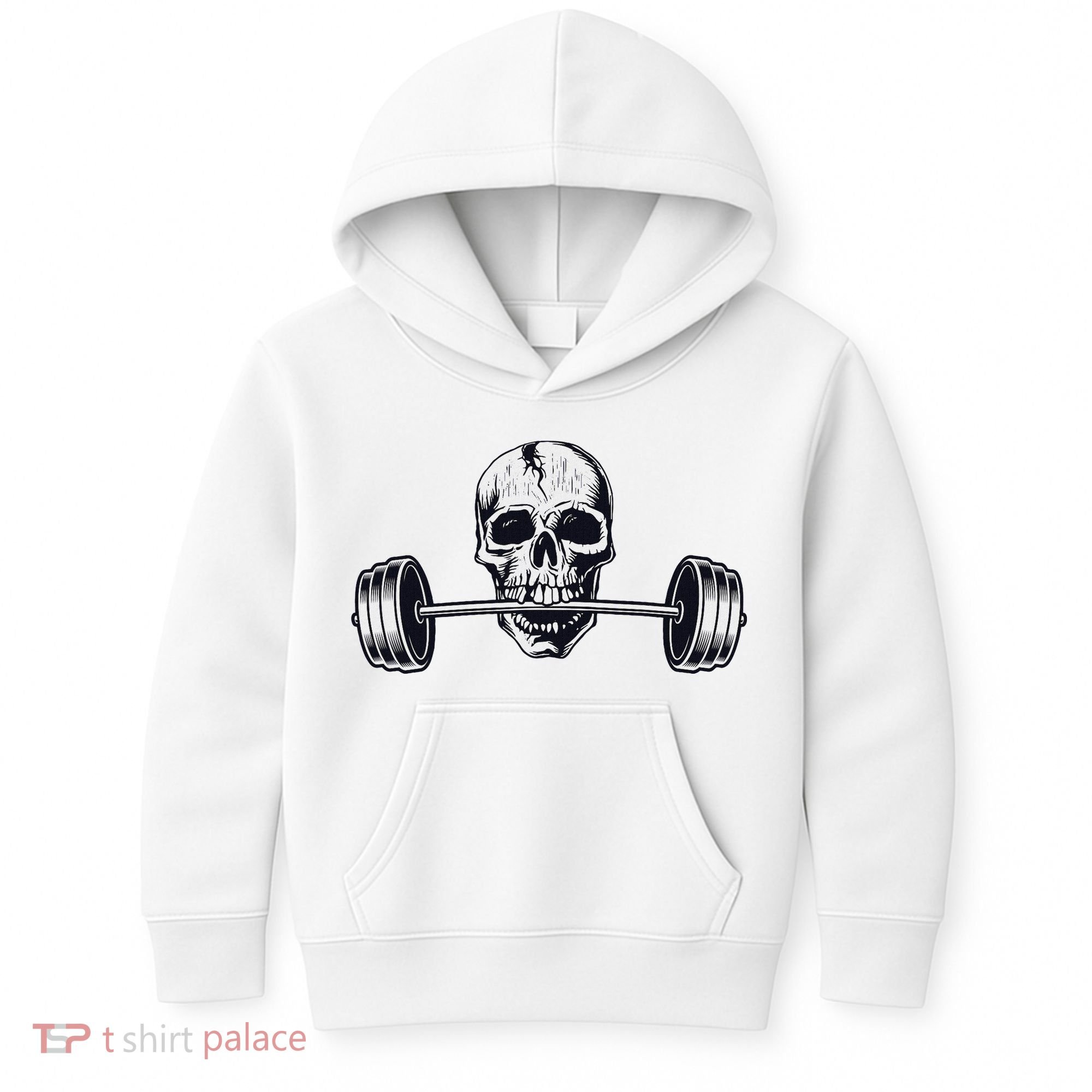 Weightlifting  Powerlifting Heavy Barbell Skull Kids Hoodie
