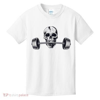 Weightlifting  Powerlifting Heavy Barbell Skull Kids T-Shirt