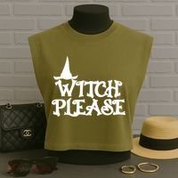 Witch Please Halloween Funny Garment-Dyed Women's Muscle Tee thumb 3