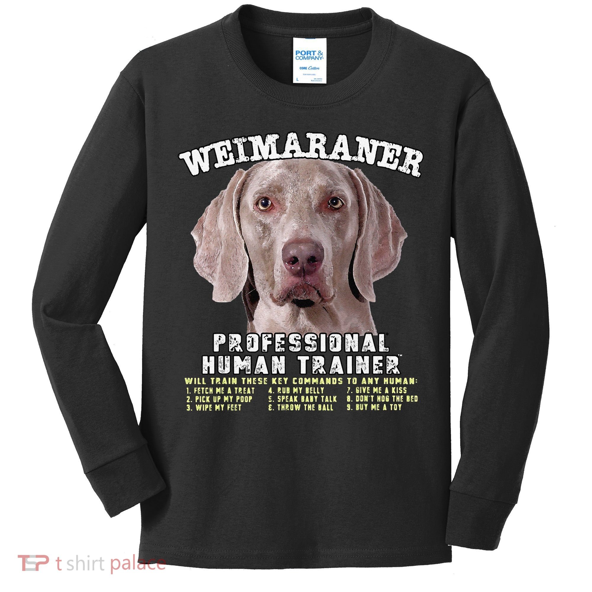 Weimaraner Professional Human Trainer Cute Dog Kids Long Sleeve Shirt