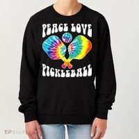 Wo Peace Love Pickleball Funny Pickleball Player Women's Sweatshirt thumb 0