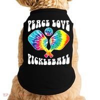 Wo Peace Love Pickleball Funny Pickleball Player Doggie Tank thumb 0