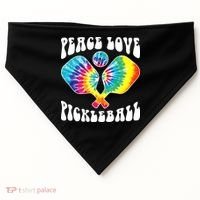 Wo Peace Love Pickleball Funny Pickleball Player USA-Made Doggie Bandana thumb 0