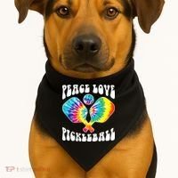 Wo Peace Love Pickleball Funny Pickleball Player USA-Made Doggie Bandana thumb 1