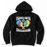 Wo Peace Love Pickleball Funny Pickleball Player Hoodie thumb 0