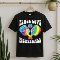 Wo Peace Love Pickleball Funny Pickleball Player T-Shirt thumb 2