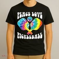 Wo Peace Love Pickleball Funny Pickleball Player T-Shirt thumb 3