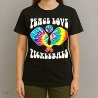 Wo Peace Love Pickleball Funny Pickleball Player T-Shirt thumb 4
