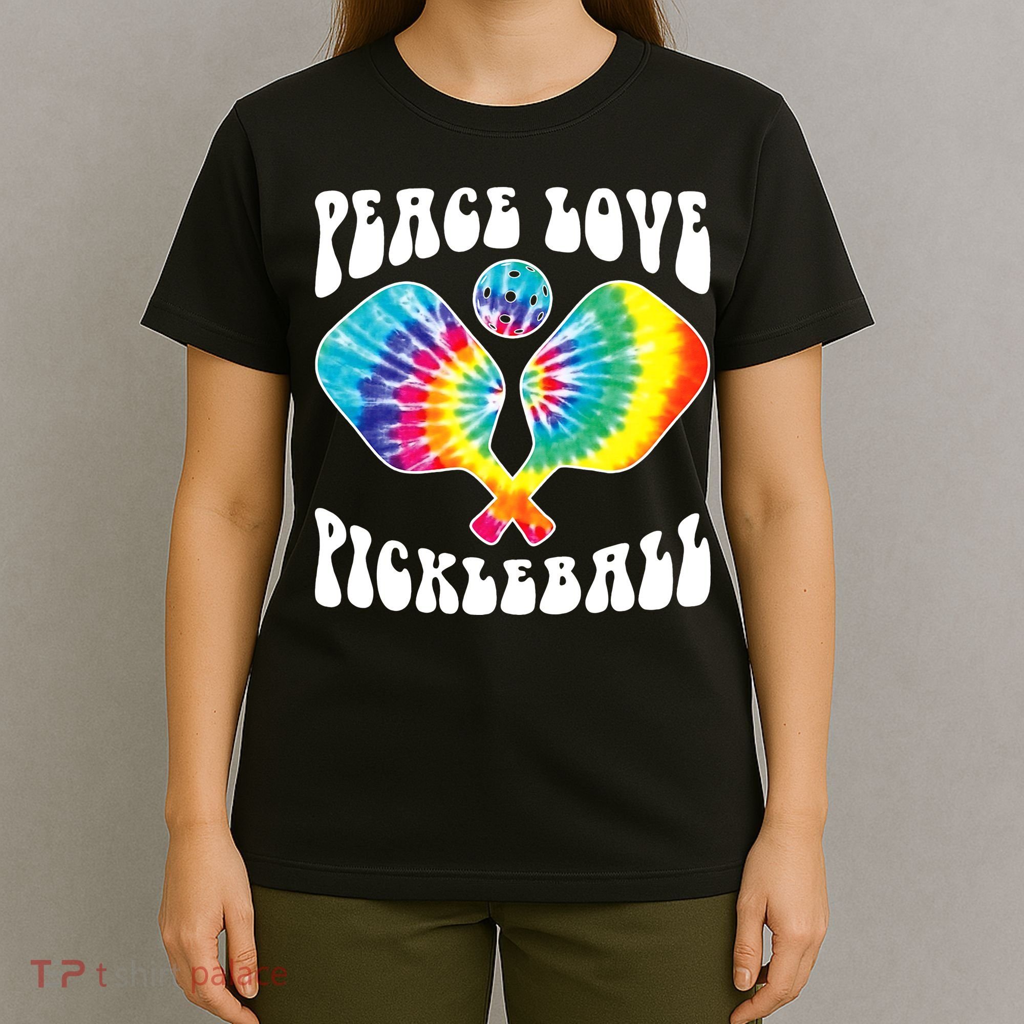 Wo Peace Love Pickleball Funny Pickleball Player T-Shirt