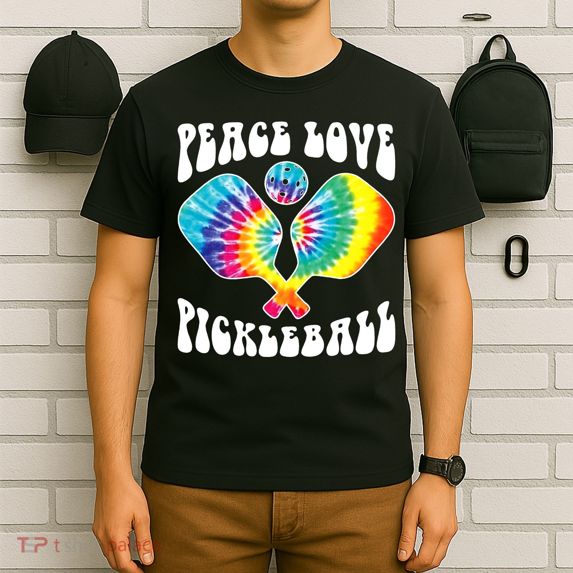 Wo Peace Love Pickleball Funny Pickleball Player T-Shirt