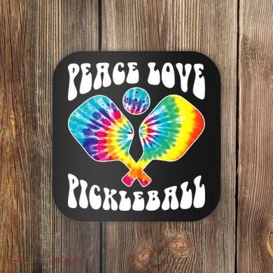Wo Peace Love Pickleball Funny Pickleball Player Coaster