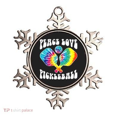 Wo Peace Love Pickleball Funny Pickleball Player Ornament