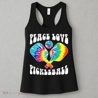 Wo Peace Love Pickleball Funny Pickleball Player Women's Tank Top thumb 3
