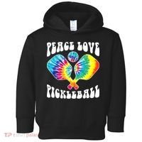Wo Peace Love Pickleball Funny Pickleball Player Toddler Hoodie thumb 0