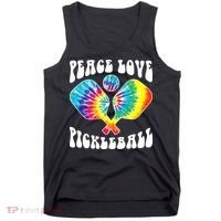 Wo Peace Love Pickleball Funny Pickleball Player Tank Top thumb 0