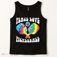Wo Peace Love Pickleball Funny Pickleball Player Tank Top thumb 2