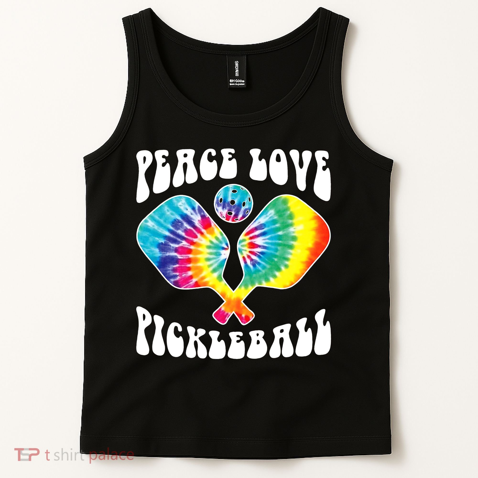 Wo Peace Love Pickleball Funny Pickleball Player Tank Top