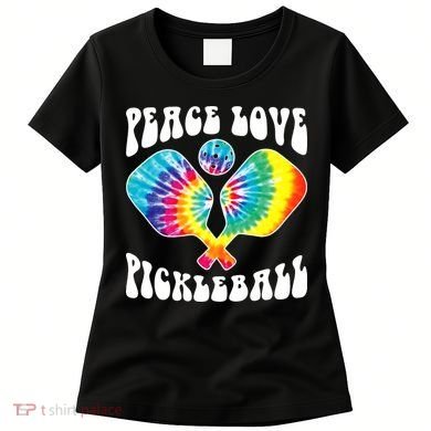 Wo Peace Love Pickleball Funny Pickleball Player Women's T-Shirt