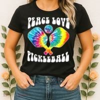 Wo Peace Love Pickleball Funny Pickleball Player Women's T-Shirt thumb 2