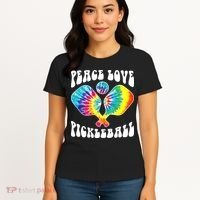 Wo Peace Love Pickleball Funny Pickleball Player Women's T-Shirt thumb 4