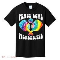 Wo Peace Love Pickleball Funny Pickleball Player Kids T-Shirt thumb 0
