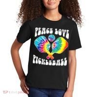 Wo Peace Love Pickleball Funny Pickleball Player Kids T-Shirt thumb 2