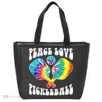 Wo Peace Love Pickleball Funny Pickleball Player Tote Bag thumb 0