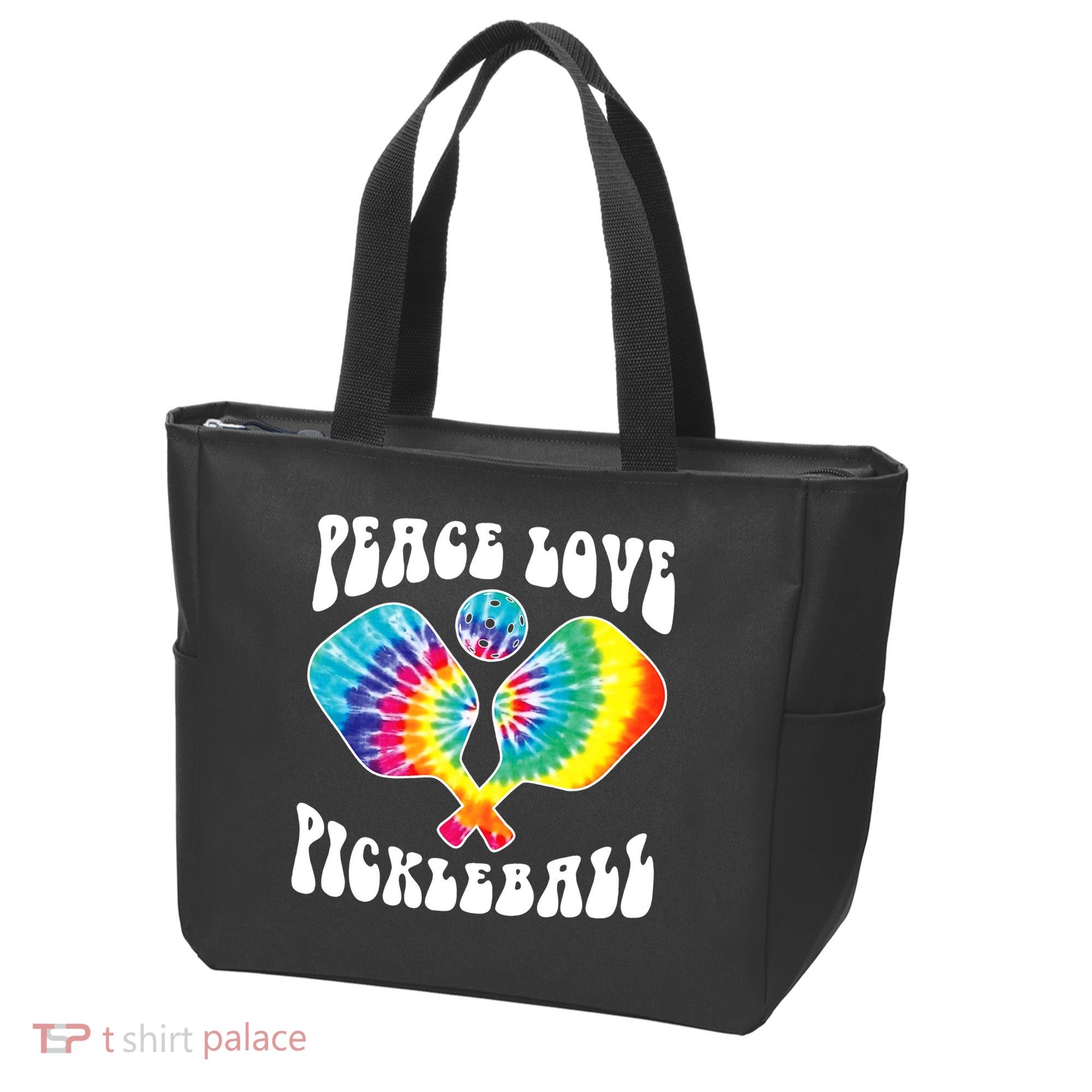 Wo Peace Love Pickleball Funny Pickleball Player Tote Bag