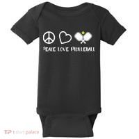 Womens Peace Love Pickleball Funny Pickleball Paddle Player Gift VNeck T Baby Bodysuit thumb 0