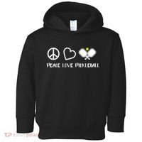 Womens Peace Love Pickleball Funny Pickleball Paddle Player Gift VNeck T Toddler Hoodie thumb 0