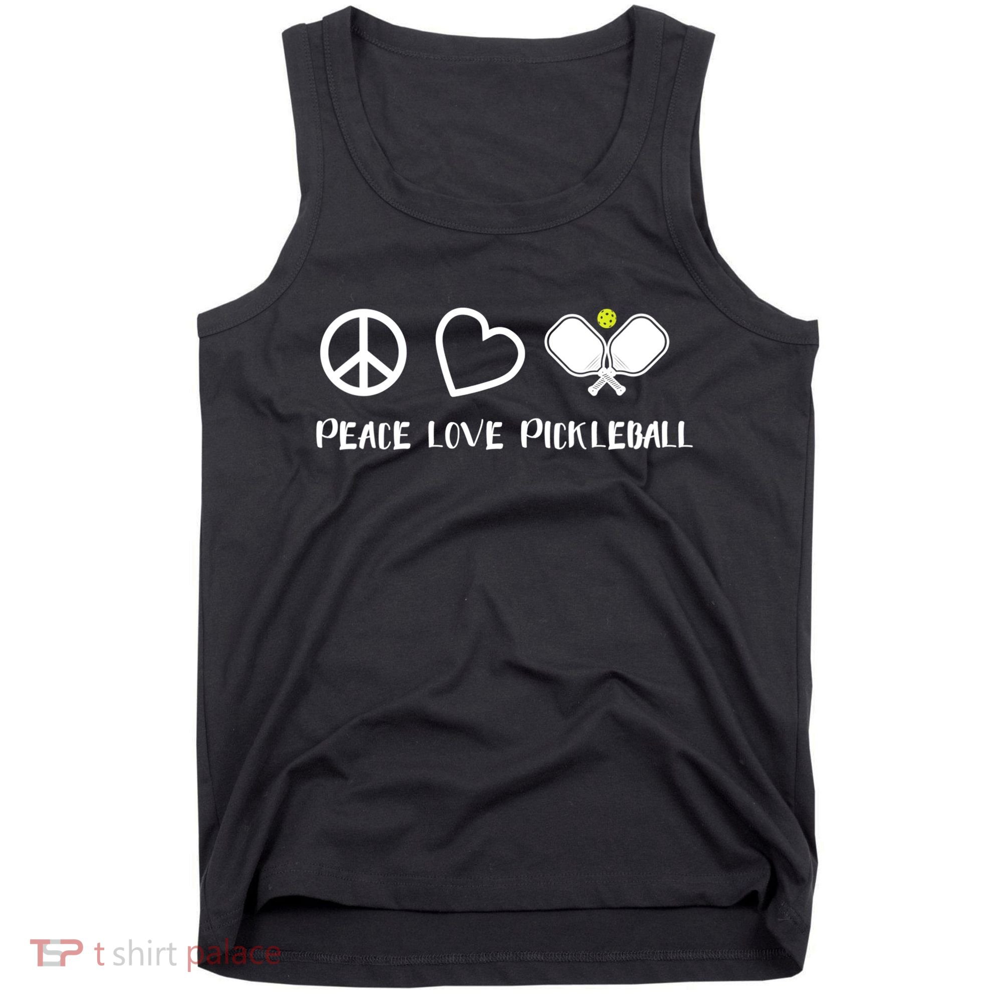 Womens Peace Love Pickleball Funny Pickleball Paddle Player Gift VNeck T Tank Top