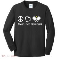 Womens Peace Love Pickleball Funny Pickleball Paddle Player Gift VNeck T Kids Long Sleeve Shirt thumb 0