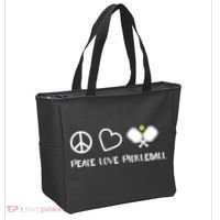 Womens Peace Love Pickleball Funny Pickleball Paddle Player Gift VNeck T Tote Bag thumb 2